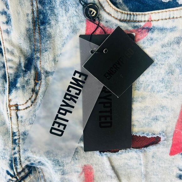 Encrypted Barbados Distressed Skinny Fit Ice Wash Paint Jeans E824583-IW Youth 2 - Picture 6 of 13